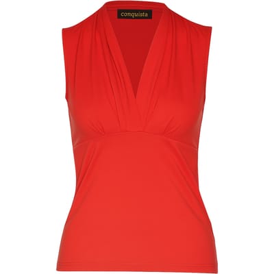 Rode mouwloze jersey top met V-hals – stretchkatoenmix