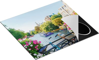Chefcare Inductie Beschermer Amsterdamse Kanaal met Bloemen - 60x50 cm - Afdekplaat Inductie - Kookplaat Beschermer - Inductie Mat