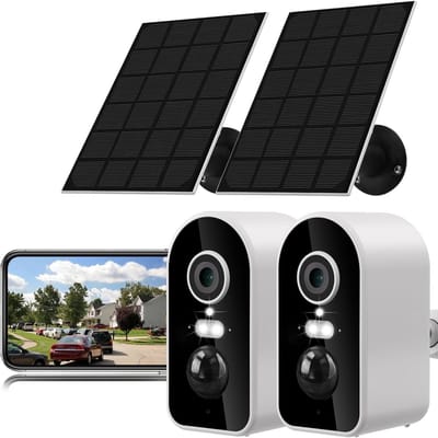 Zonne-batterijcamera Buiten - WiFi Beveiligingscamera - Huis Bewaken - Menselijke Detectie - 2 Stuks - Wit