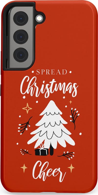 Casetastic hoesje geschikt voor Samsung Galaxy S22 - Dubbellaagse bescherming - Verspreid het Kerstfeest - Fashion Case - Terracotta