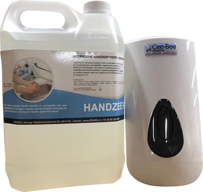 Zeepdispenser | 900ml | Navulbaar | Inclusief 5 liter hygiënische zeep -  zonder geur- en kleurstoffen | Robuust, Elegant en hygiënisch