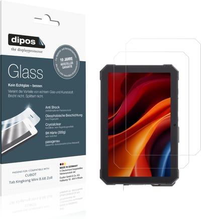 dipos – 2x Pantserfolie geschikt voor CUBOT Tab Kingkong Mini 8.68 Zoll | 9H Screenprotector