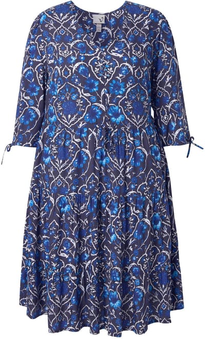 Ulla Popken - Dames - Midi-jurken - Marine - Maat 42+