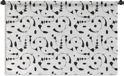 Wandkleed - Wanddoek - Line Art - Abstract - Zwart Wit - Patroon - 180x120 cm - Wandtapijt