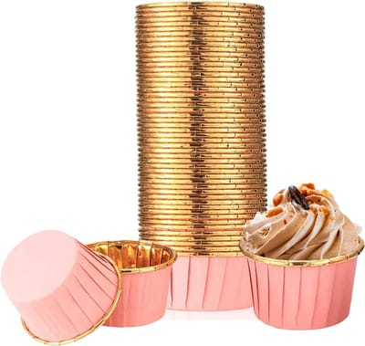 100 Stuks Aluminium Folie Bakvormpjes voor Muffins en Cupcakes - Ideaal voor Feestjes, Verjaardagen en Bruiloften in Roze