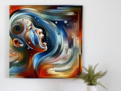 Abstract huilend kind schilderij | Tranen van verlangen: Een abstracte reflectie op kinderpijn | Kunst - 100x100 centimeter op Canvas | Foto op Canvas