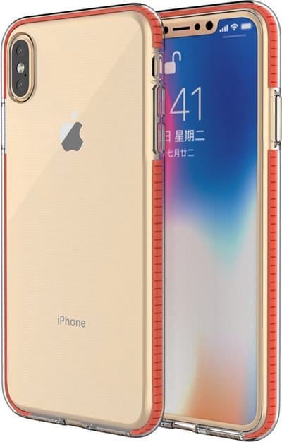 Peachy Beschermend gekleurde rand hoesje geschikt voor iPhone XS Max Case TPE TPU back cover - Oranje
