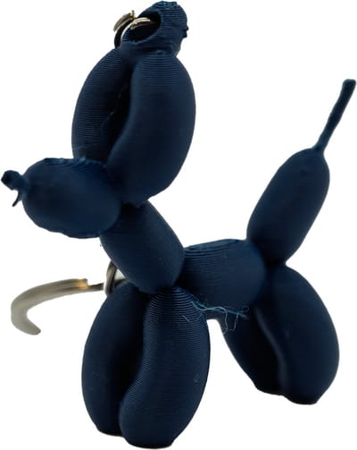Ballon hond sleutelhanger - Donker blauw - 3d geprint - Cadeau dierenliefhebber – Sleutelhanger dier – 4cm