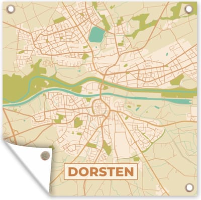 Tuin poster Dorsten - Plattegrond - Kaart - Stadskaart - Vintage - 200x200 cm - Tuindoek