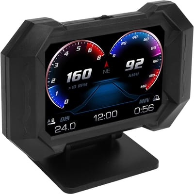 Affichage tête haute de voiture 3,5 pouces Moniteur Multi-Données Compteur de Vitesse Numérique Double Mode RPM Température de l'Eau Pression Turbo Intelligent black