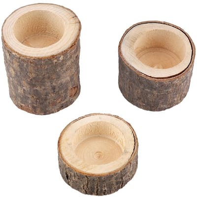 Hout Hout Stapel Kaarsenhouder Standaard Kandelaar Log Bloempot Ornament Decor(Drie stuk)