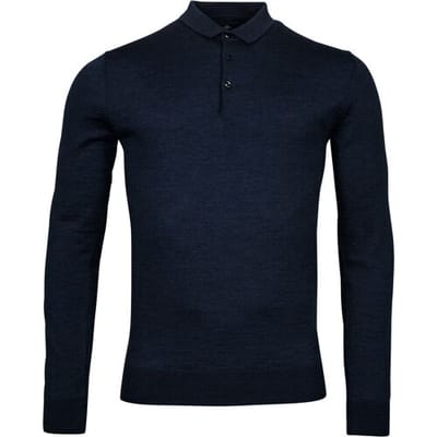 Baileys Trui Merino Pullover Polo Collar Buttons Single Knit Navy / male
