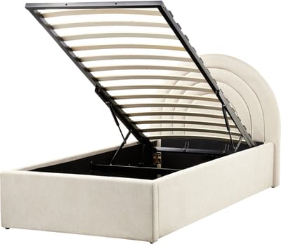 ANET - Bed met opbergruimte - Beige - 90 x 200 cm - Polyester