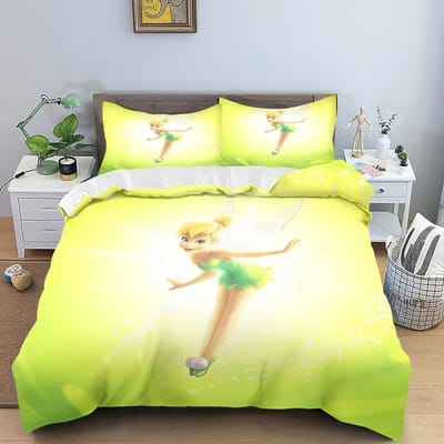 Tinkerbell Dekbedovertrek Cartoon Digitale Print Huis Kussensloop Set Volwassen Slaapkamer Kinderen Dekbed Beddengoed 90x200cm
