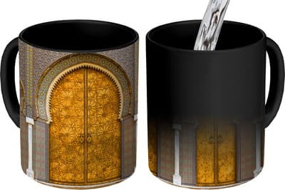 Magische Mok - Foto op Warmte Mokken - Koffiemok - Deuren - Architectuur - Goud - Patronen - Magic Mok - Beker - 350 ML - Theemok