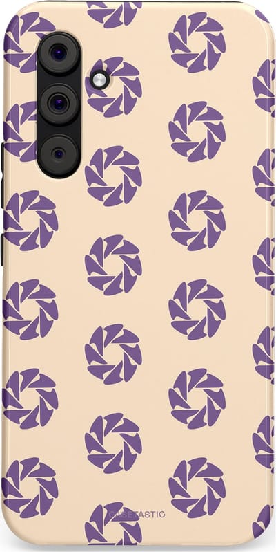 Casetastic hoesje geschikt voor Samsung Galaxy A54 (2023) 5G - Dubbellaagse bescherming - Paarse Cirkels op het Zand - Fashion Case - Crème Lavendel Zilver