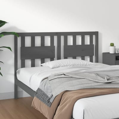 vidaXL - Hoofdbord - 125,5x4x100 - cm - massief - grenenhout - grijs