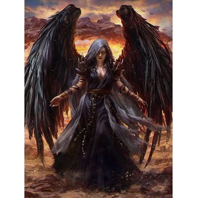 5D DIY Diamond Painting Volledige ronde/ronde boor  Black Angel  Diamant strass borduurwerk 20X30CM black