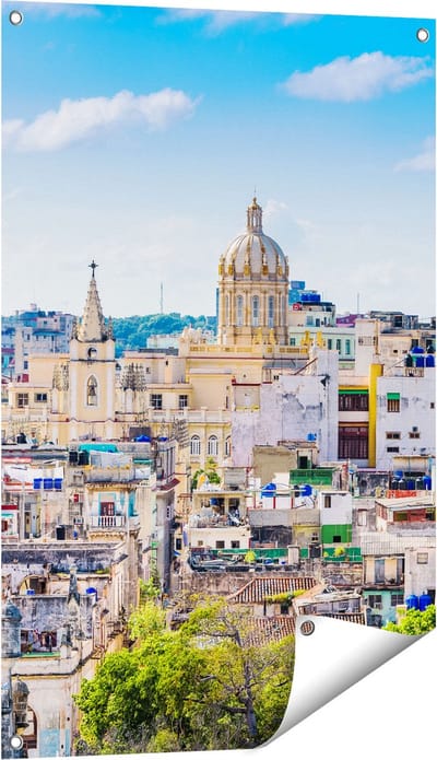 Gards Tuinposter Havana Stad in Cuba - 60x90 cm - Tuindoek - Tuindecoratie - Wanddecoratie buiten - Tuinschilderij
