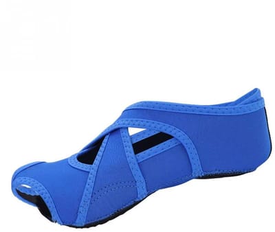 Antislip Sokken Dames en Heren – Halve Teen, Yoga-, Pilates-, Ballet- en Danssokken, Massage Sokken, Sport- en Trainingssokken, Comfortabel en Ademend - Blauw - Maat S