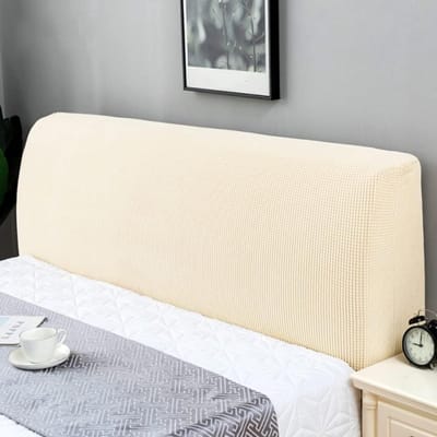 Allecto - Stretch hoofdbordbekleding - Beschermhoes voor hoofdeinde - Crème - Rekbare stof - Modern design - Geschikt voor bedden van 110-130 cm