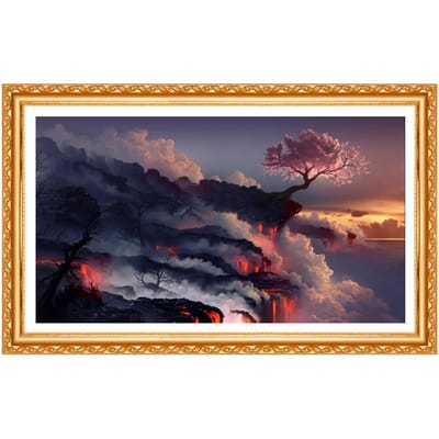Peinture diamant thème arbre, broderie 5d à faire soi-même, paysage d'arbre, point de croix, décor complet en strass ronds 20X30CM black