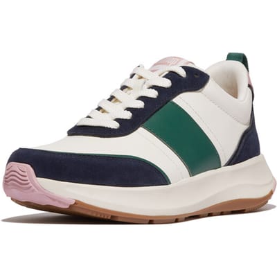 FitFlop FitFlop F-Mode Flow Sneaker - Leather & Suede Mix BLAUW - Maat 36