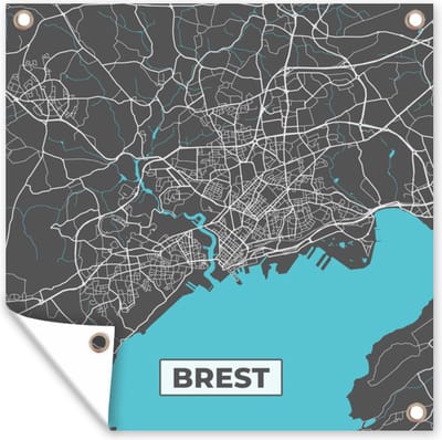 Tuin poster Brest - Frankrijk - Plattegrond - Stadskaart - Kaart - 200x200 cm - Tuindoek