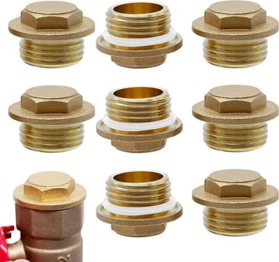 8 Stuks Messing Stoppen 1/2 Inch Mannelijke Draad Afsluitplug Blind Stop Tube Eindkap met Rubber Ring voor Pijpaansluiting in Badkamer, Verwarming en Drinkwaterinstallatie