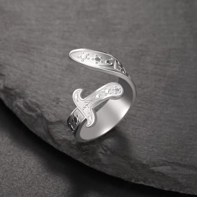 Likgreat Shia Zulfiqar Zwaard Ali Ring Voor Mannen Vrouwen Roestvrij Staal Arabische Imam Verstelbare Ring Islam Moslim Amulet Sieraden resizable gray