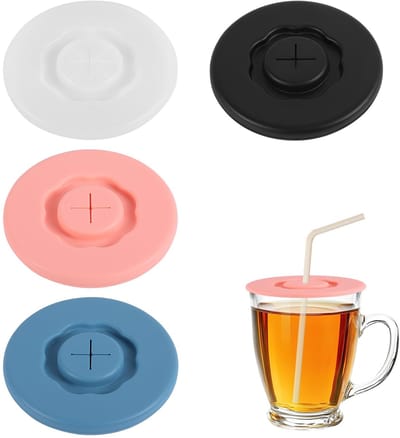 Dailygoods- Siliconen Deksels - 4 Stuks - Herbruikbare Deksel voor Drinkbekers - BPA Vrij - Luchtdichte Sluiting - Diverse Kleuren - 9,5 x 9,5 cm - Bekerdeksels
