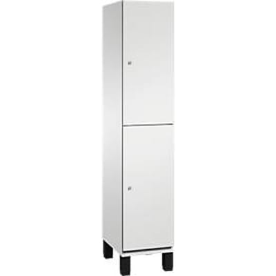 C+P Dubbele kast Cambio, 1 vak, 2 vakken, op poten, B 400 x D 525 x H 1980 mm, lichtgrijs