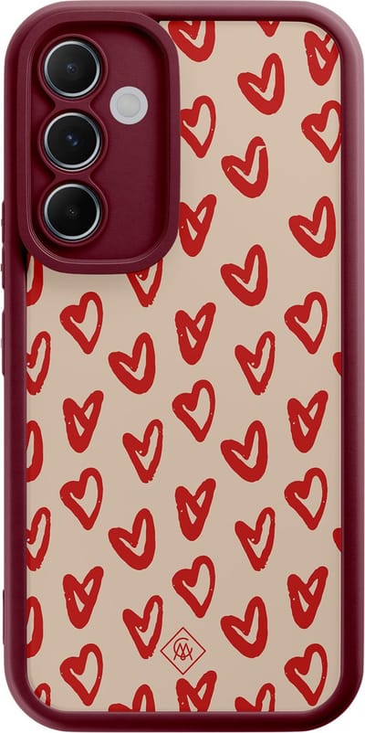 Casimoda® hoesje - Geschikt voor Samsung Galaxy A55 - Sweet Hearts - Zwart TPU Backcover - Geen opdruk - Rood