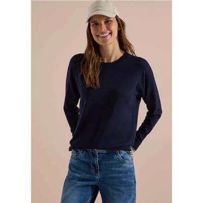 Trui met ronde hals en contrastdetails