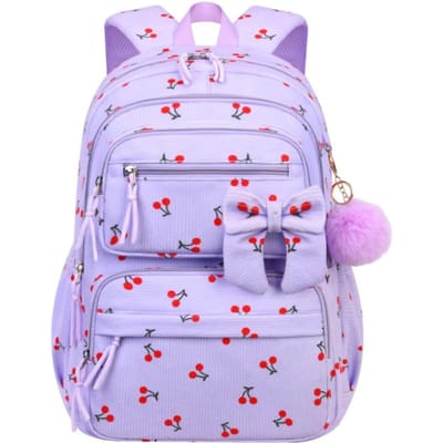 Schattige schooltas voor meisjes kersen strik middelbare scholier rugzak kinderen schoolrugzak Corduroy boekenrugzak tiener dagrugzak