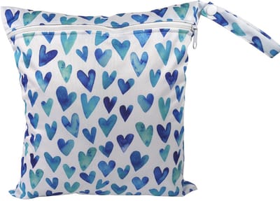 Strandtas met ritssluiting – Waterdichte strandtas – Luiertas – 28x30 cm –Blauw hart K233