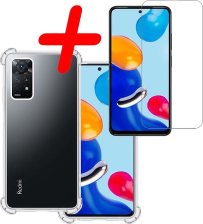 Hoesje Met Screenprotector - Geschikt voor Xiaomi Redmi Note 11 - Sterk & Shockproof - Siliconen Case - Back Cover - Telefoon Hoes - Shock Proof - Transparant