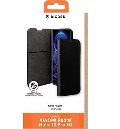 Bigben Connected, Hoesje geschikt voor Redmi Note 12 Pro 5G - Folio Wallet met Kaarthouders & Standaard, Zwart