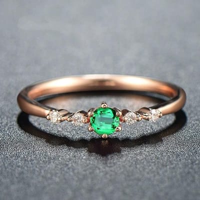 14K Roségouden Ring Natuurlijke Turkoois voor Kantoorvrouw Ringen Anillos Mujer Bague Femme Minimalistisch Anelli Donna Aneis voor Vrouwen green gray