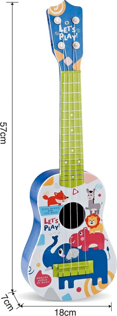 WK Kids Tekenfilm Ukelele - Muziekinstrument voor kinderen - 4 snaren