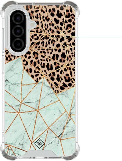 Casimoda® hoesje - Geschikt voor Samsung Galaxy A56 - Luipaard Marmer Mint - Shockproof case - Extra sterk - TPU/polycarbonaat - Multi, Transparant
