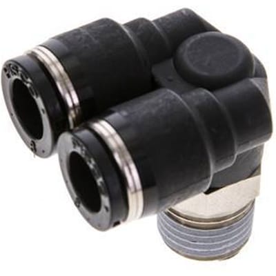 8mm x R1/4'' Y-koppeling Messing/PBT Insteekfitting Buitendraad Draaibaar NBR