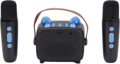 Karaoke Speelgoed - Draagbare Luidspreker - Muziek Zingen - Twee Microfoons - 15 x 14.5 x 10 cm - Blauw