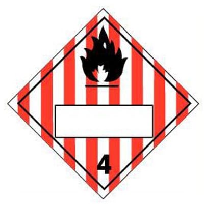 Beschrijfbare ADR klasse 4.1 sticker brandbare vaste stoffen 250 x 250 mm