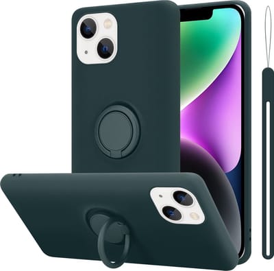 Cadorabo Hoesje geschikt voor Apple iPhone 14 PLUS in LIQUID GROEN - Beschermhoes van flexibel TPU silicone Case Cover met ring