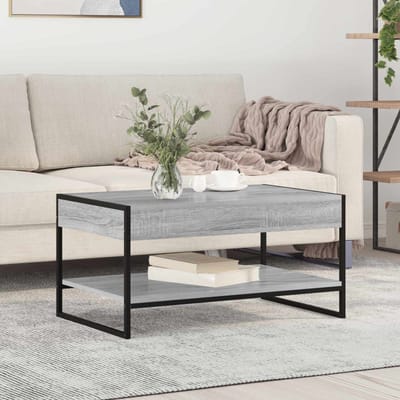 vidaXL - Salontafel - Grijs - Sonoma - 80 - x - 50 - x - 40 - cm - Bewerkt - hout
