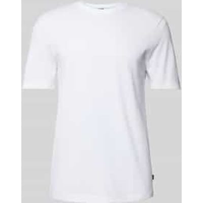 T-shirt met geribde ronde hals, model 'TIBURT'