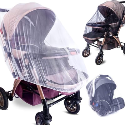 Zwart + Wit - 2-pack - Duurzaam klamboe voor kinderwagens - Universele elastische gaashoes - Geschikt voor wiegjes, boxen, autostoeltjes en kinderbedjes | Ademende reisbeschermer voor pasgeborenen