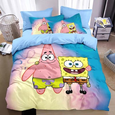 3D Spongebob Squarepants Polyester Dekbedovertrekset voor Kinderen, King Size Beddengoed, Dekbedsets, 100% Polyester 100x135cm