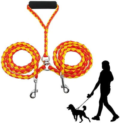 Dailygoods- Hondenriem Dubbel - Verstelbaar voor 2 Honden - Nylon - 140 cm - Zacht Gevoerd Handvat - Sterke Splitter - Hondentuig